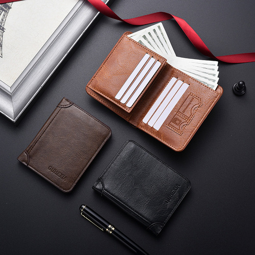 Cross-border wholesale men's short wallet multi-functional driver's license card case integrated 2025 new high-end leather wallet