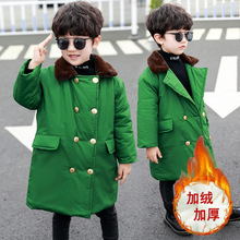 男童军大衣加棉加厚保暖中长款军绿色红军儿童外套老式棉衣加绒潮