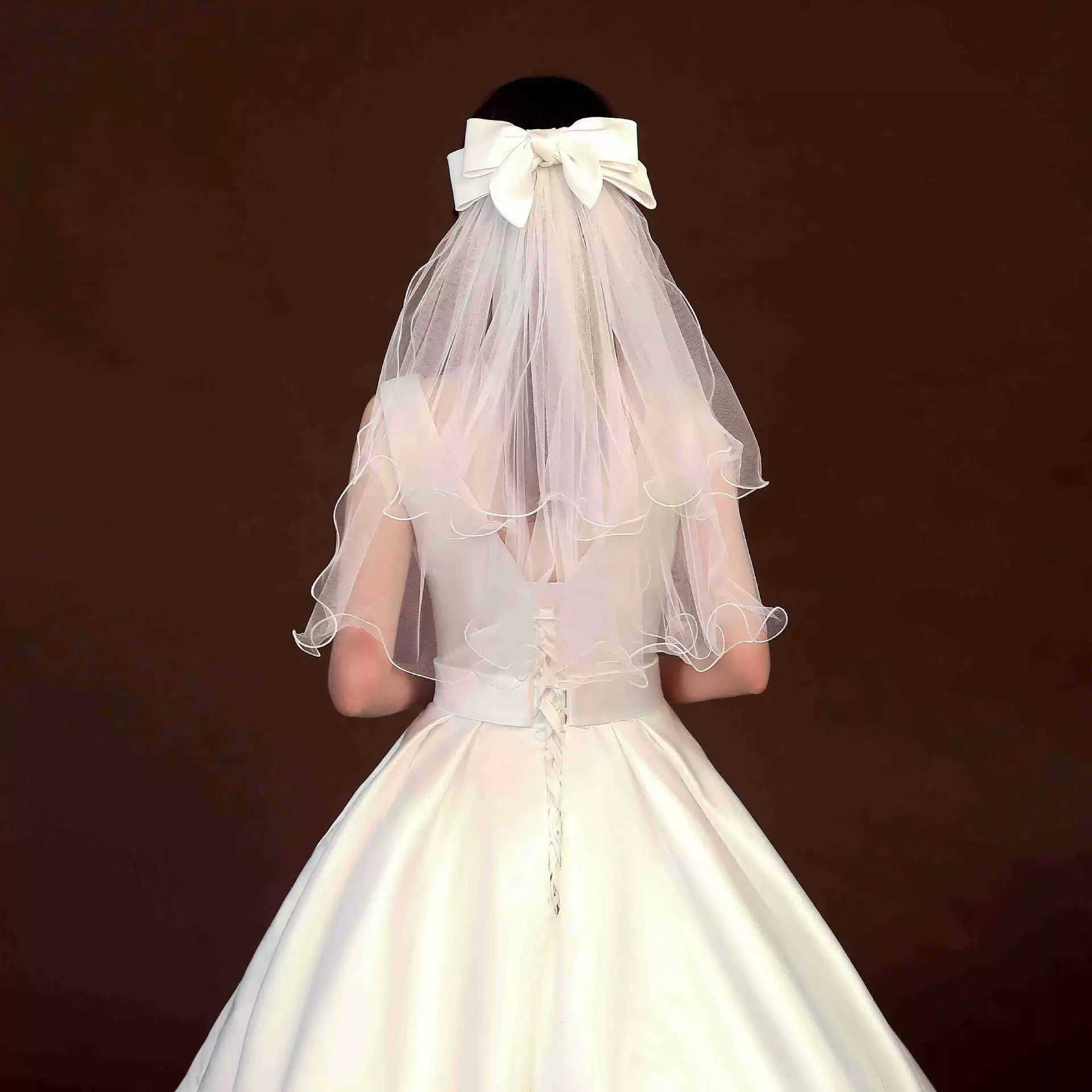 Большой бант французская регистрация маленькая фата Фата невесты Главная Свадьба фото реквизит короткая фата