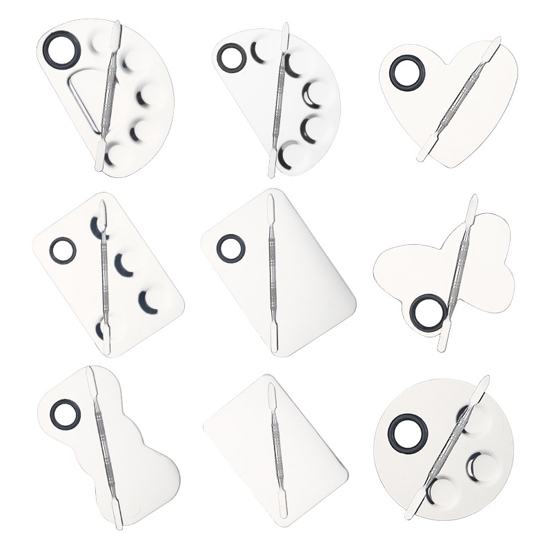 En stock al por mayor de acero inoxidable paleta de maquillaje de uñas paleta traje Fundación pintura maquillaje herramientas transfronterizas