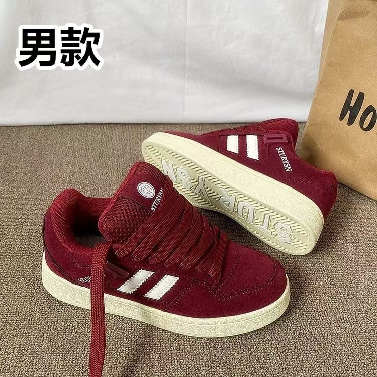 香港スタイルメンズシューズワインレッドパンシューズメンズイントレンド2025秋レトロ新ストリートスタイル多用途カジュアルスニーカー|undefined