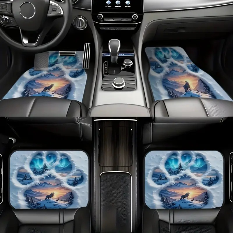 TEMU Wolf King Collection Car Mat Four-piece Set Dirt-resistant, Wear-resistant and Easy-to-clean Car Universal Mat Cross-border Hair