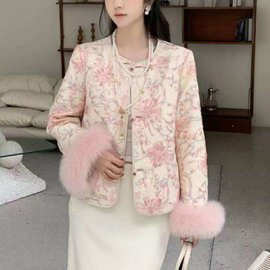 【繁花生香】满绣缝珠鹅绒服冬季新款狐狸毛袖可拆卸设计保暖外套