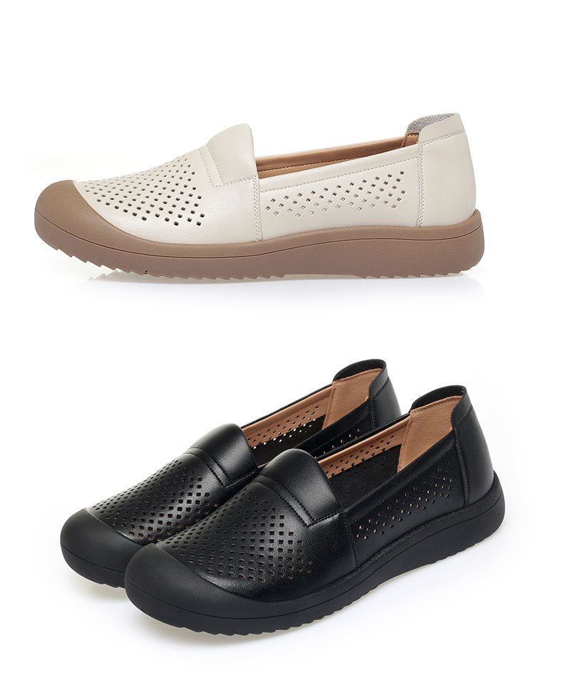 Sandal nữ da bò thật mũi kín đế mềm thoáng khí — màu be chi tiết 15