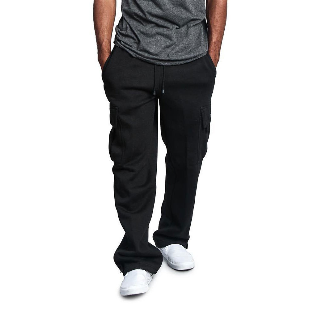 Men's Clothing new men's multi pocket overalls Autumn and winter brushed casual cuffed trousers for men_voghion.com