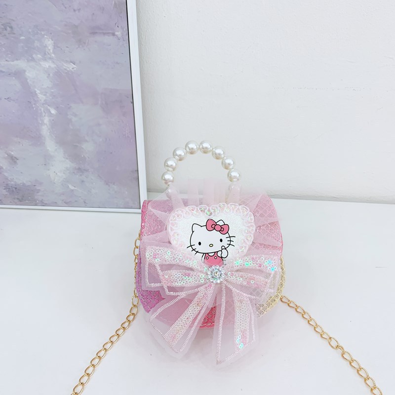 Nuevo comercio exterior de encaje flor de hombro para niñas bolsos de moda perlas arco bolsos de niños bolsos de cambio de dibujos animados