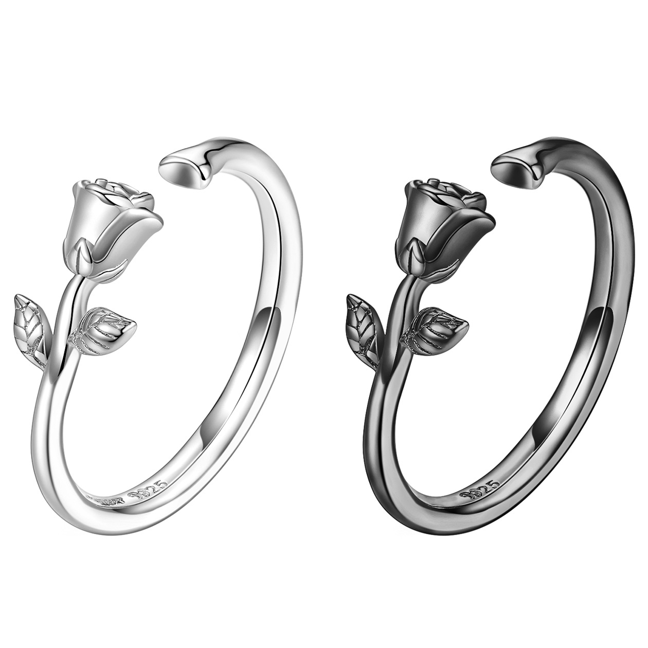 Silver charm original 925 sterling silver rose flower opening ring Valentine's Day gift ring jewelry BSR065 Silver charm original 925 sterling silver rose flower opening ring Valentine's Day gift ring jewelry BSR065