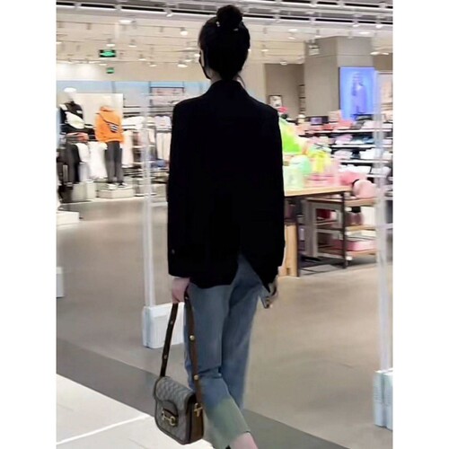 Casual small suit jacket for women in spring and autumn Korean style loose design niche slit small suit