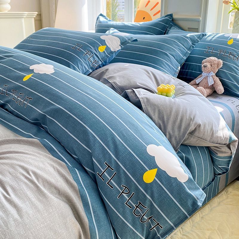 Funda de edredón de algodón de una sola pieza dormitorio de estudiantes individual 150x200x230 funda de edredón de algodón de cuatro piezas 180x220 doble