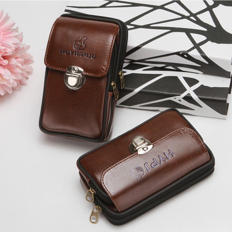 Men's Solid Color Pu Leather Lock Clasp Phone Wallets display picture 5