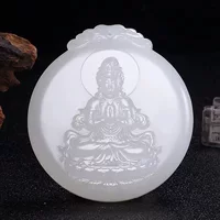 Синьцзян Hetian нефрит Guanyin кулон Hetian нефрит белый нефрит сидеть Лотос Guanyin Putian нефрит кулон прямая трансляция