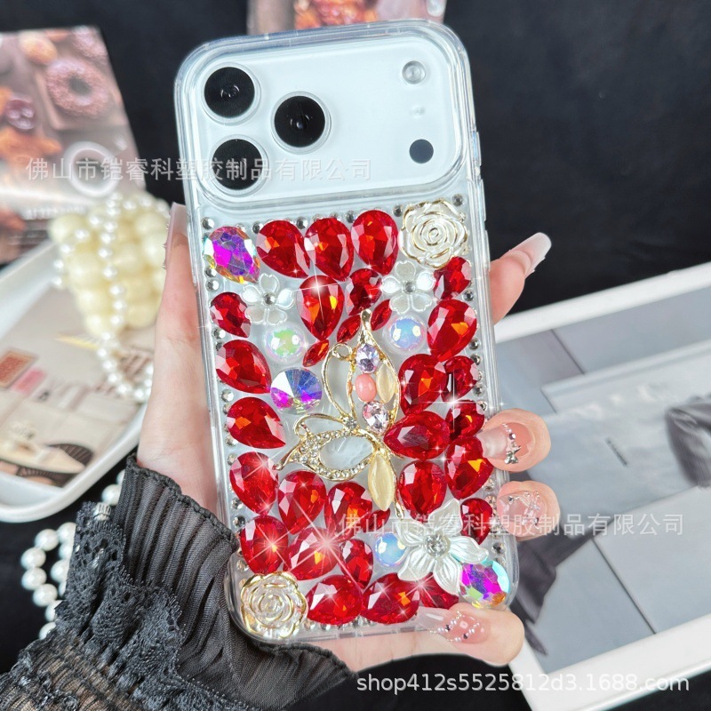 适用于苹果iPhone17手机壳17ProMax水晶闪钻16pro轻奢风ins风点钻|undefined