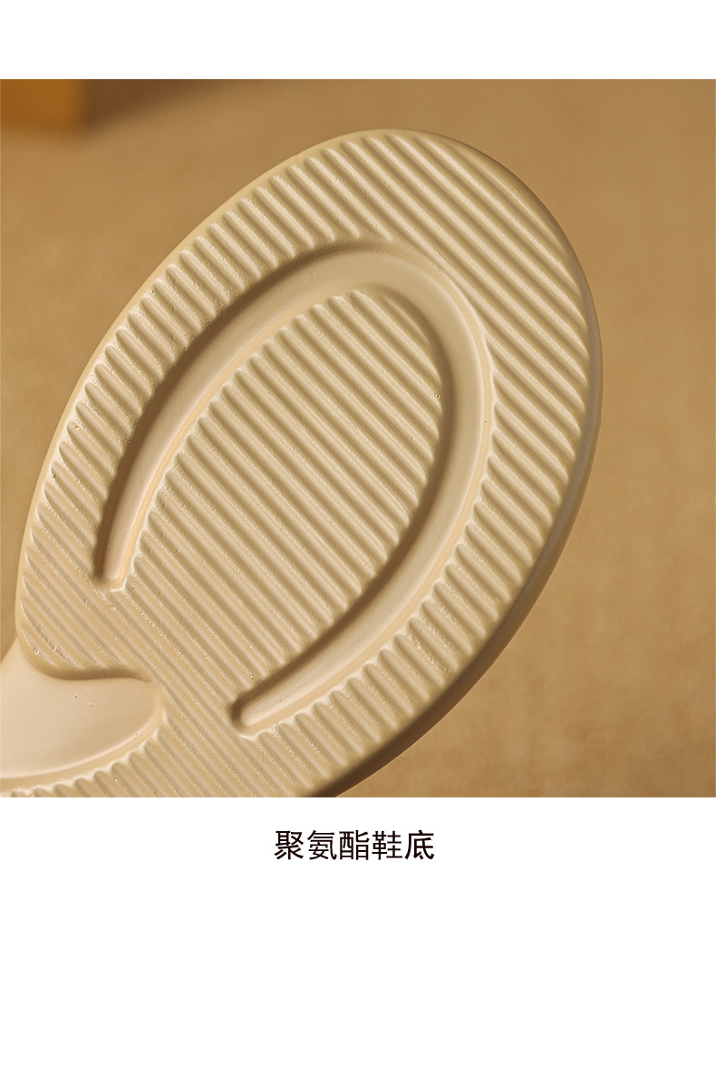 Sandal nữ bít mũi quai ngang da cừu đế dày — Màu trắng be chi tiết 17