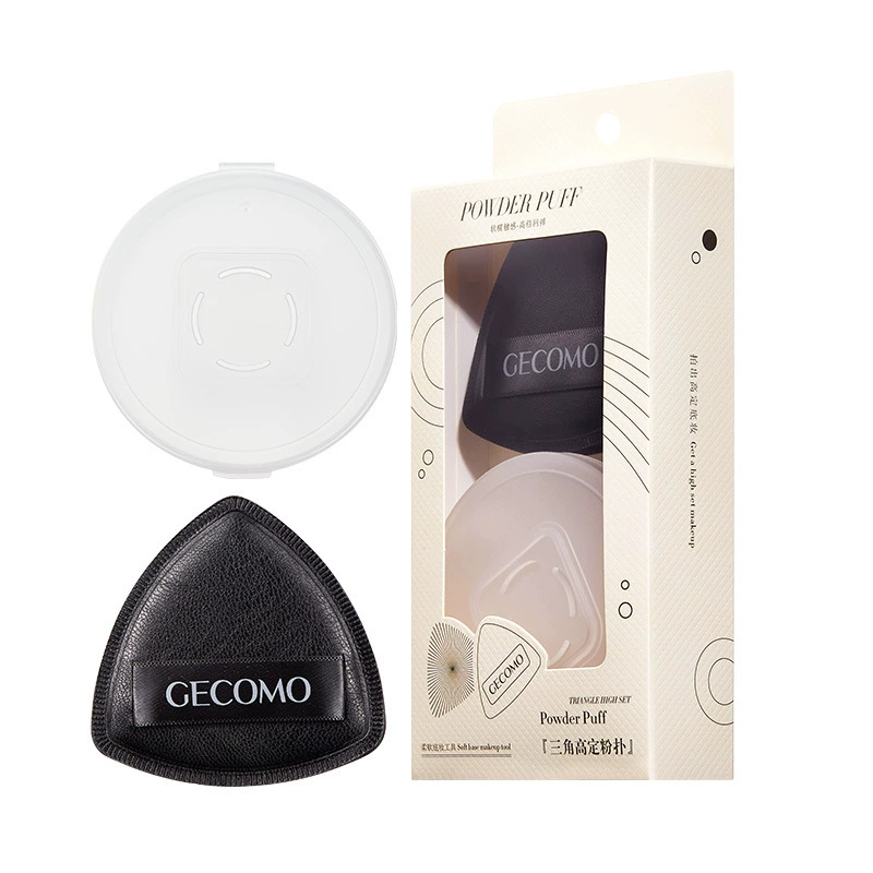 Triangle Makeup Sponge (GECOMO) Soft Foundation Puff with Finger Strap, Seamless Finish