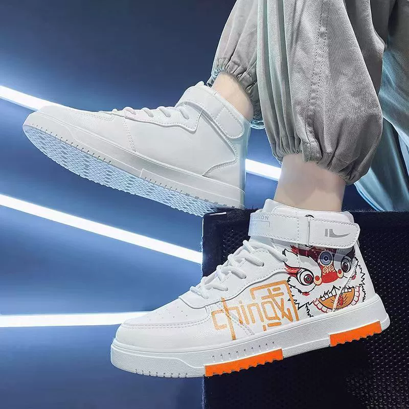 Национальная модная мужская обувь, зимняя новая Студенческая обувь с высоким верхом, мужские универсальные повседневные кроссовки, обувь в китайском стиле с ручной росписью