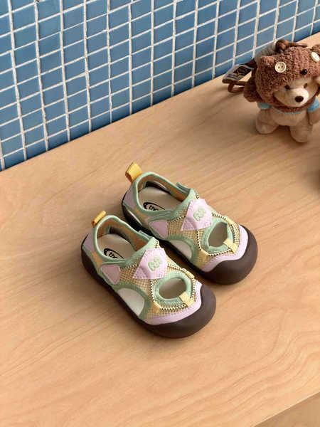 Xshx Second-Hand Bauhaus｜Vintage Children's Sports Sandals with Summer Cooling Effect, Single Mesh, Velcro, Closed Toe, Anti-Kick, Unisex