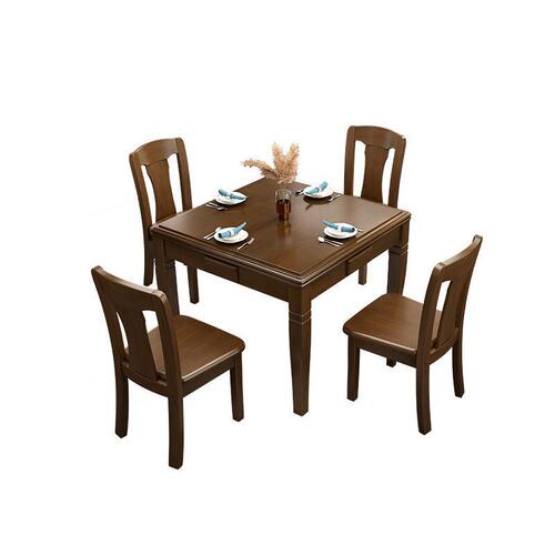 Modern simple solid wood mahjong table Chinese style dining table two-hand rub home chess table square chess table and chairs