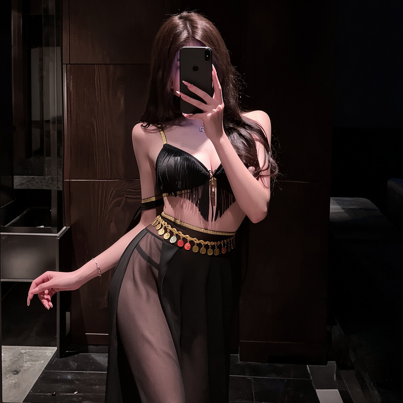 Tao Nai'Er Plus-Size Erotic Lingerie, Sexy Sheer Mesh, Seductive See-Through, Slit Tassels, Ancient Style, Exotic Charm