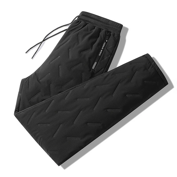 Black velvet trousers, loose straight fit