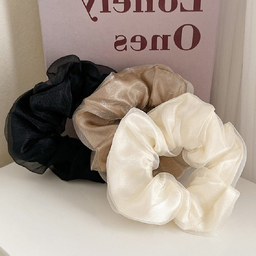 Simple temperament double-layer mesh large intestine hair band headband rubber band binding hair headband high-end autumn and winter headwear