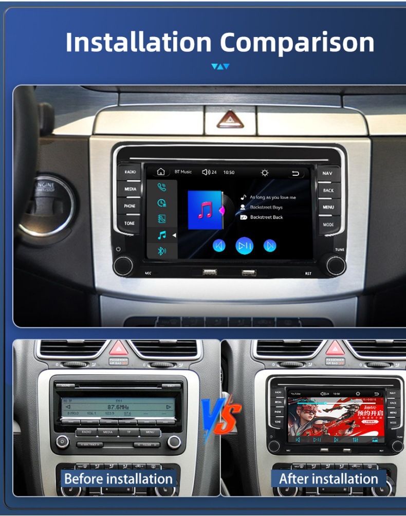 7inch Suitable for Volkswagen Golf, Seat, and Touran Car Central Control Large Screen Navigation Carplay Player