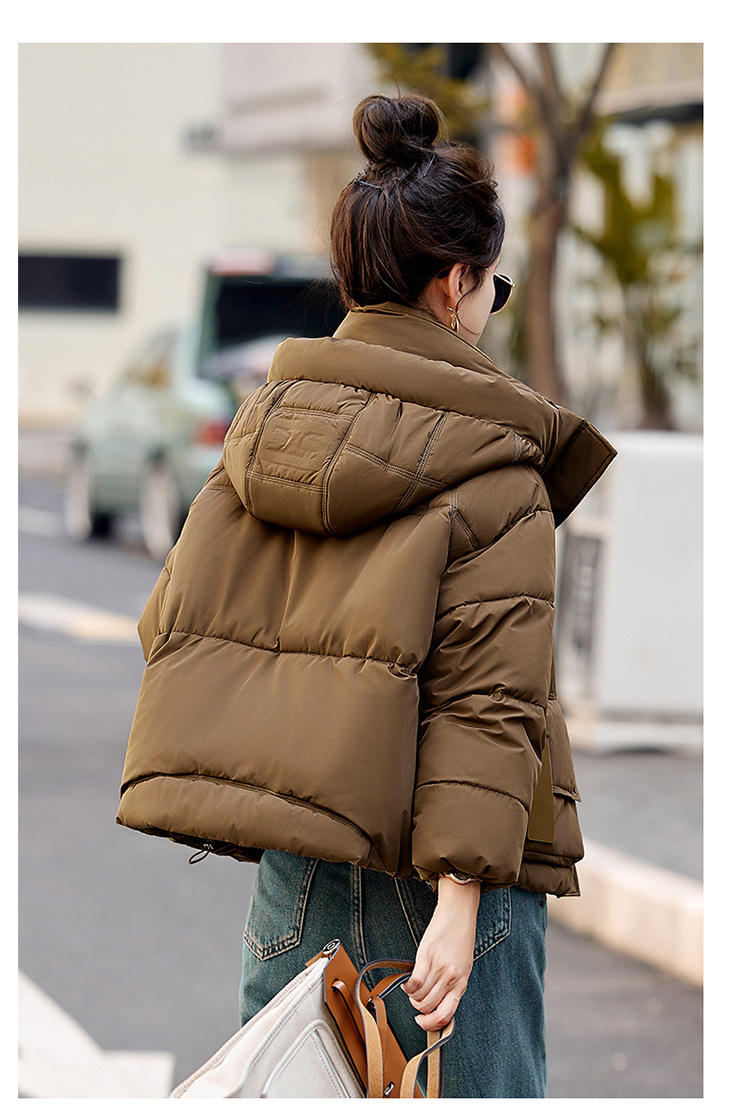 sieviešu īss korejiešu 2024. gada ziemas apģērbs, jauna brīva kokvilnas maza un bieza maizes jaka, moderna dūnu jaka_voghion.com