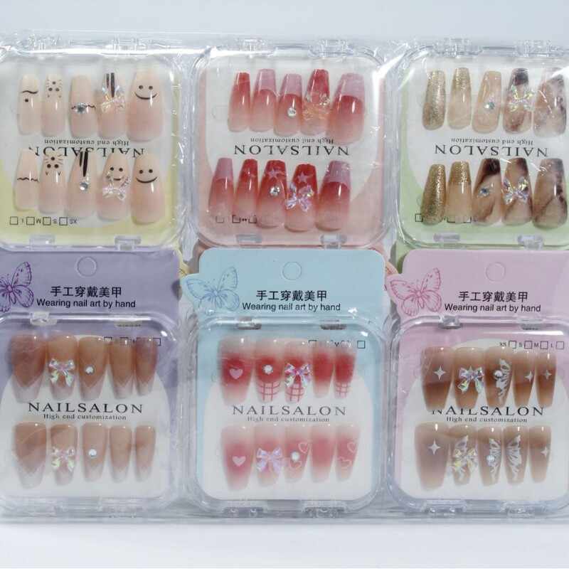 Transparent Hard Boxed Fashionable Wearable Nails Printed with Diamond Cat Eye Fake Nails Removable Nails Wholesale Transparent Hard Boxed Fashionable Wearable Nails Printed with Diamond Cat Eye Fake Nails Removable Nails Wholesale