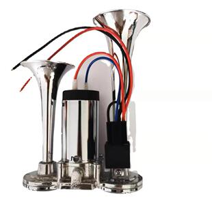 Air Horn 12V24V Super Loud Integrated Double-Tube Electric Pump Air Horn Modified Motorcycle Cargo Car Electric Air Horn Horn