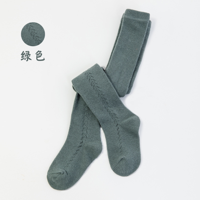 Estilo español primavera y el verano de algodón fino malla hueco bebé infantil leggings trigo oído anillo móvil pantimedias