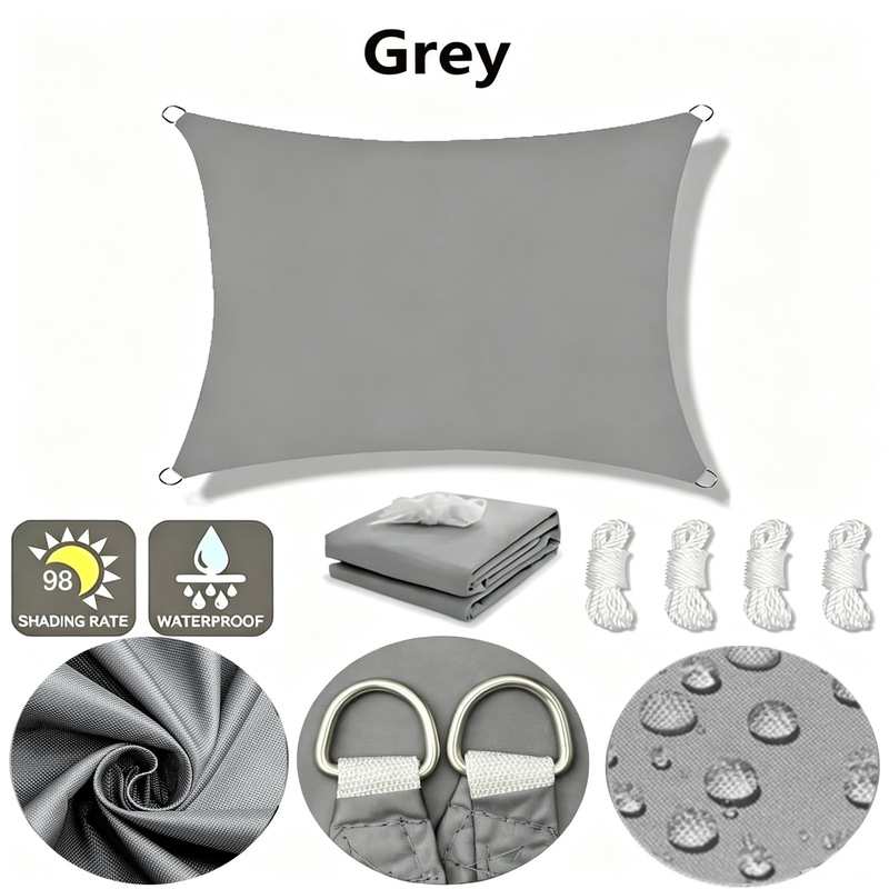 Cross-border rectangular sunshade sail, thickened, waterproof, UV-resistant, for balcony, yard, pool, outdoor sun and rain protection canopy Cross-border rectangular sunshade sail, thickened, waterproof, UV-resistant, for balcony, yard, pool, outdoor sun and rain protection canopy