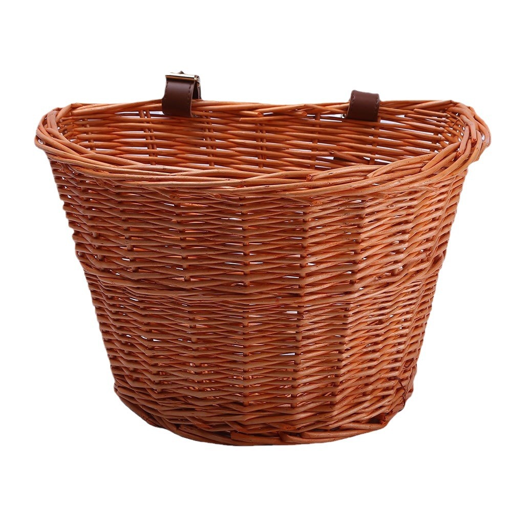 Cesta de bicicleta de ratán Cesta de mimbre tipo D plegable de mimbre cesta de bicicleta al por mayor cesta para mascotas entrega de una pieza