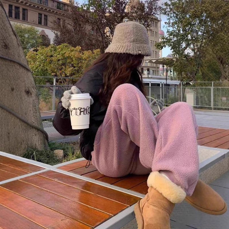 Purple Fleece Sweatpants for Women, Thickened and Warm, Autumn and Winter 2026 New Style, Trendy Hot-Selling Jogger Pants Purple Fleece Sweatpants for Women, Thickened and Warm, Autumn and Winter 2026 New Style, Trendy Hot-Selling Jogger Pants
