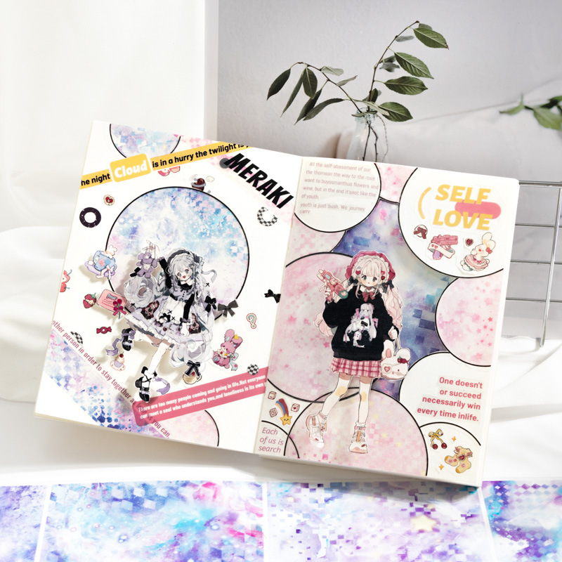 Ketchup girl cinta PET de gran tamaño Tide star dream dream theme showrooming etiqueta engomada decorativa de bricolaje