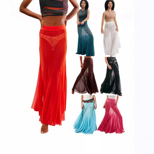 7 color foreign trade in stock amazon europe and america. Irregular mesh perspective sexy. Waist Long Dress