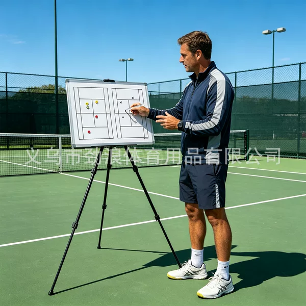 Aluminum Alloy Tennis Tactical Board, Double-Sided Magnetic and Erasable, Full Court and Half Court Tactical Explanation Board with Magnetic Particles