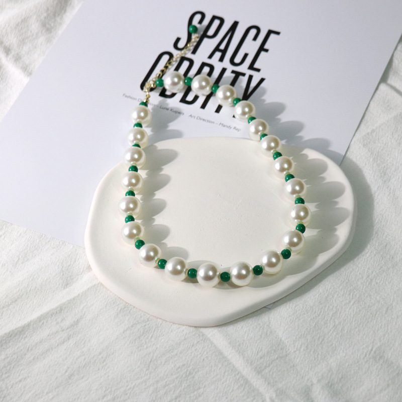 Geometric Pattern Colorful Beaded Contrast Pearl Personality Necklace