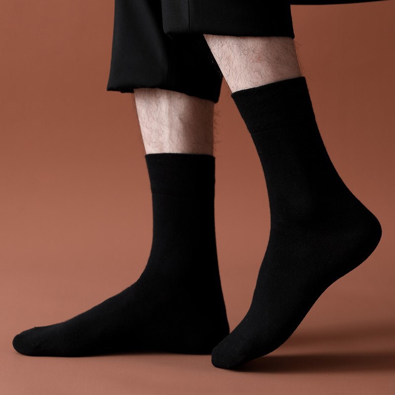 Socks men's formal business mid-calf socks men's suit leather shoes sweat-absorbent breathable solid color autumn and winter suit pants stockings