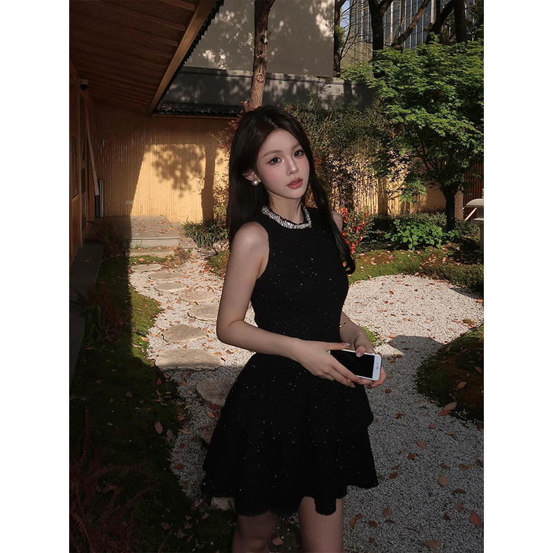 绝美辣妹腰连衣裙女装法式气质千金高级感小黑裙生日礼裙短裙子|undefined