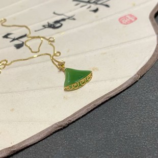 Jin Yu Tang Xinjiang Hetian jade exquisite jasper pendant this quality does not have to say no black spots no impurities 18k heavy gold