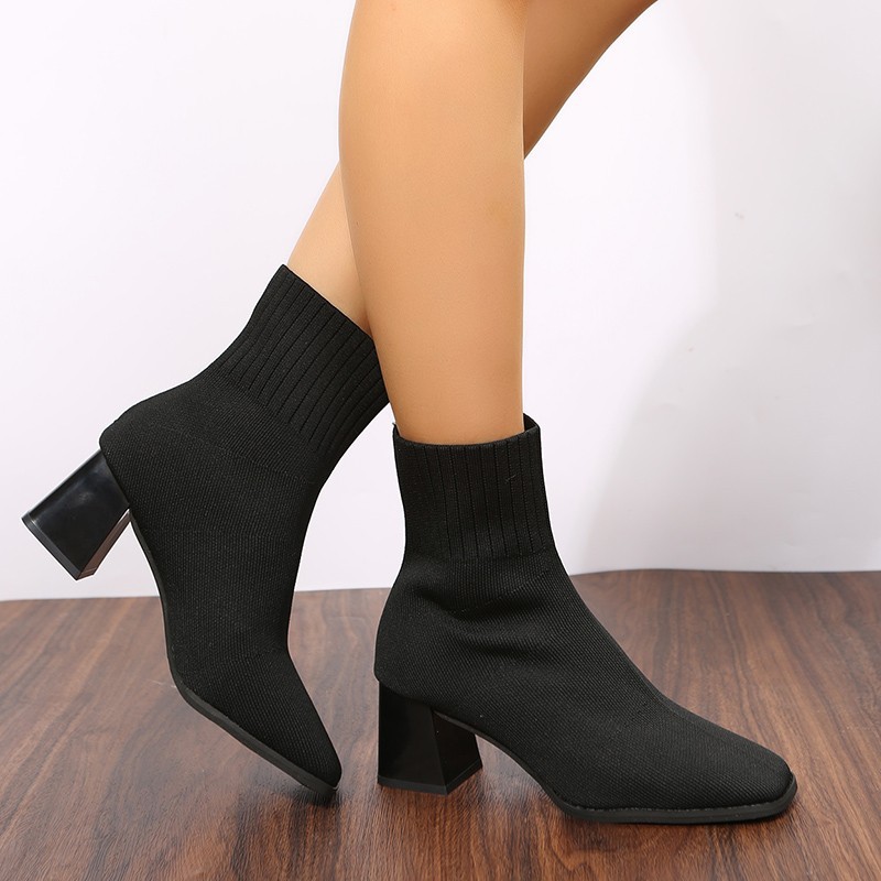 solid color British style thick high heels knitted boots NSYBJ138086