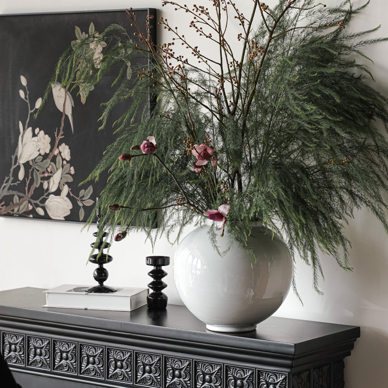 Jingdezhen Handmade Pottery Jar Ceramic Vase Hydroponic Flower Arrangement New Chinese Style Living Room Entrance Interior Decoration Ornaments