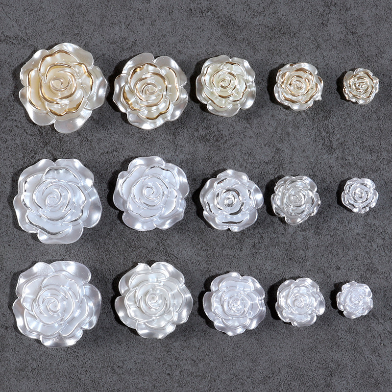 Perla grado borde dorado Borde de plata Rosa crema pegamento teléfono caso DIY material hecho a mano decoración creativa