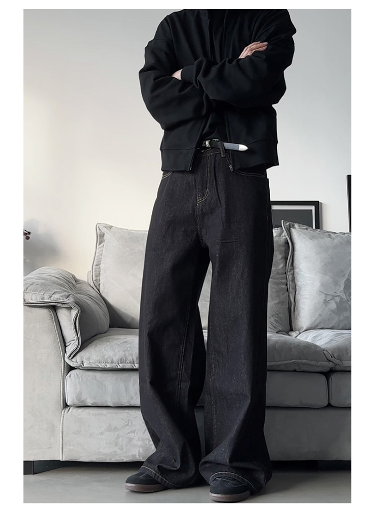 Retro Wide Leg Jeans Loose Straight Leg Casual Floor Length Pants For Men And Women_mkmklike.com