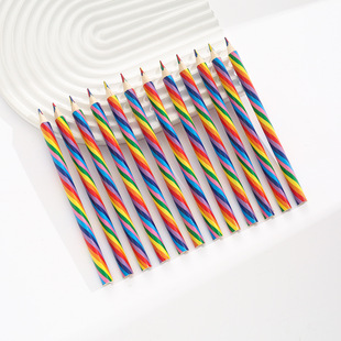 Wooden Rainbow Pen Four-color Same Core Color Pencil Thick Rod Disorderly Core Rainbow Core Color Lead Foreign Trade Cross-border Cover Film Color Lead