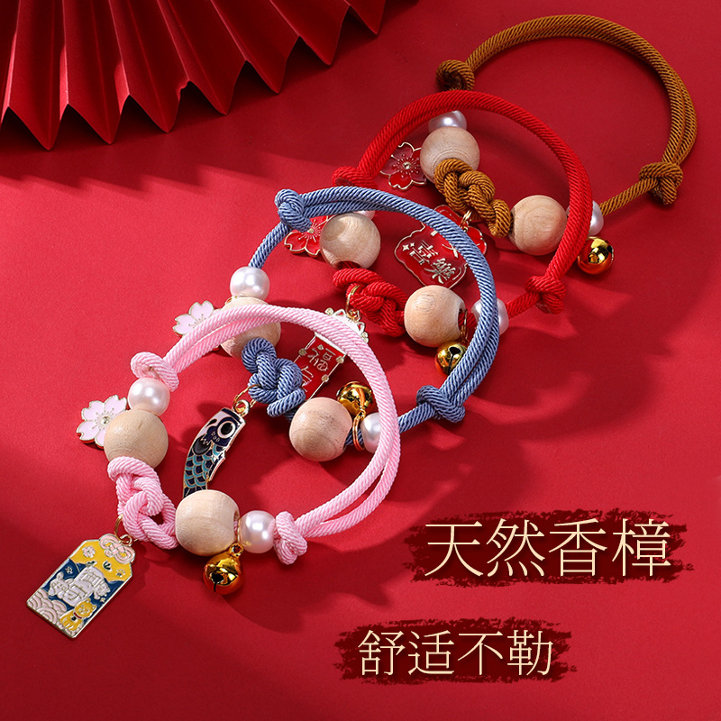 Collar para mascotas con campana, como un nudo, collar de madera de alcanfor, collar, bufanda de gato tejida a mano, collar repelente de pulgas