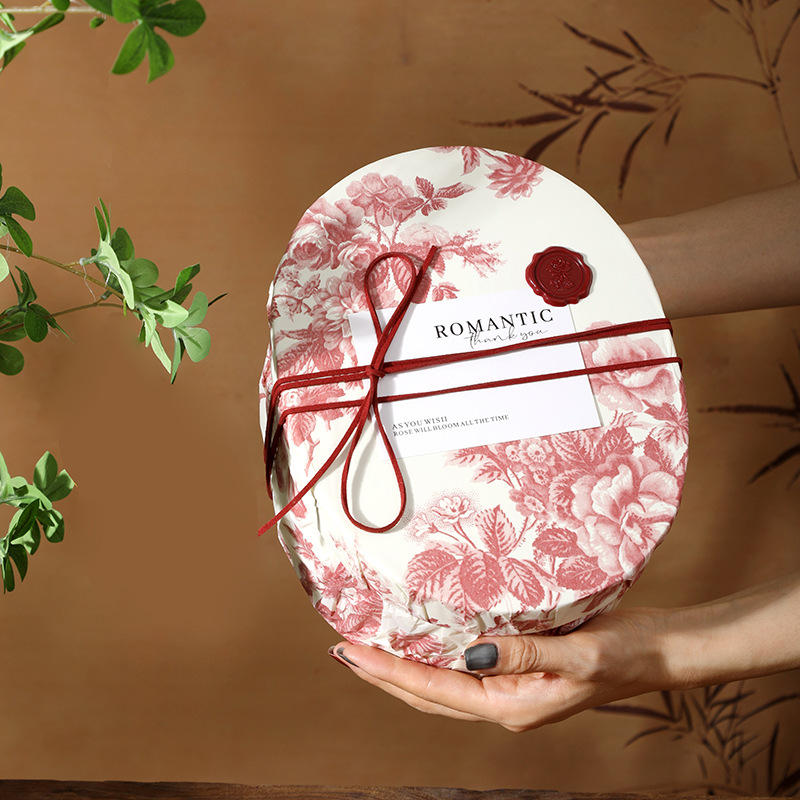 Caja de regalo de boda floreciente francesa retro nicho amiga caja de regalo de cumpleaños caja de regalo oval