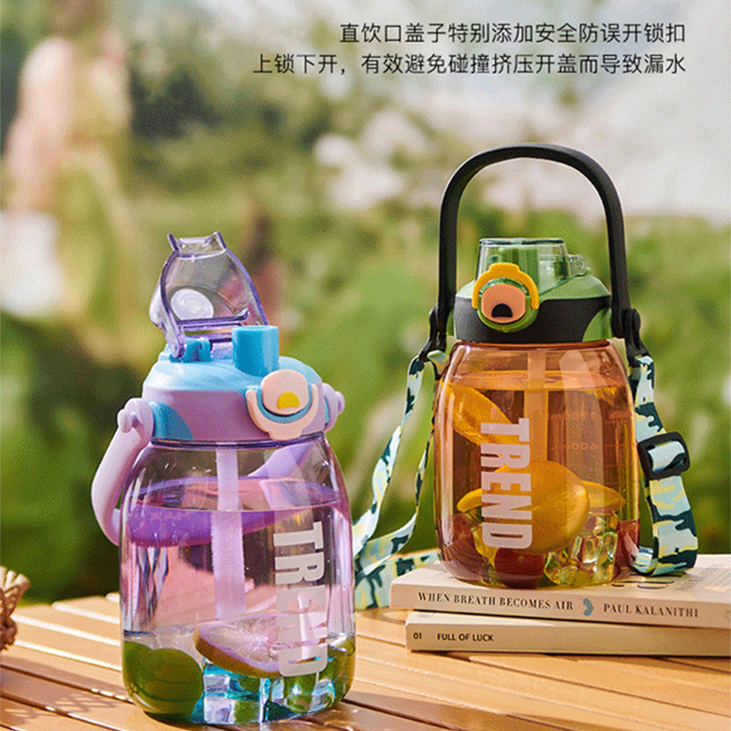 Yurlex Gradient Color 1200ml Bouncing Direct Drinking Dual Water Cup Outdoor Convenient Handheld Water Bottle Gulp Gulp Big Bellied Cup