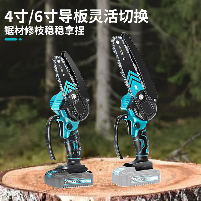 Sierra eléctrica de litio de 6 pulgadas transfronteriza, motosierra recargable, sierra de mano pequeña para tala doméstica, mini herramienta eléctrica para leña