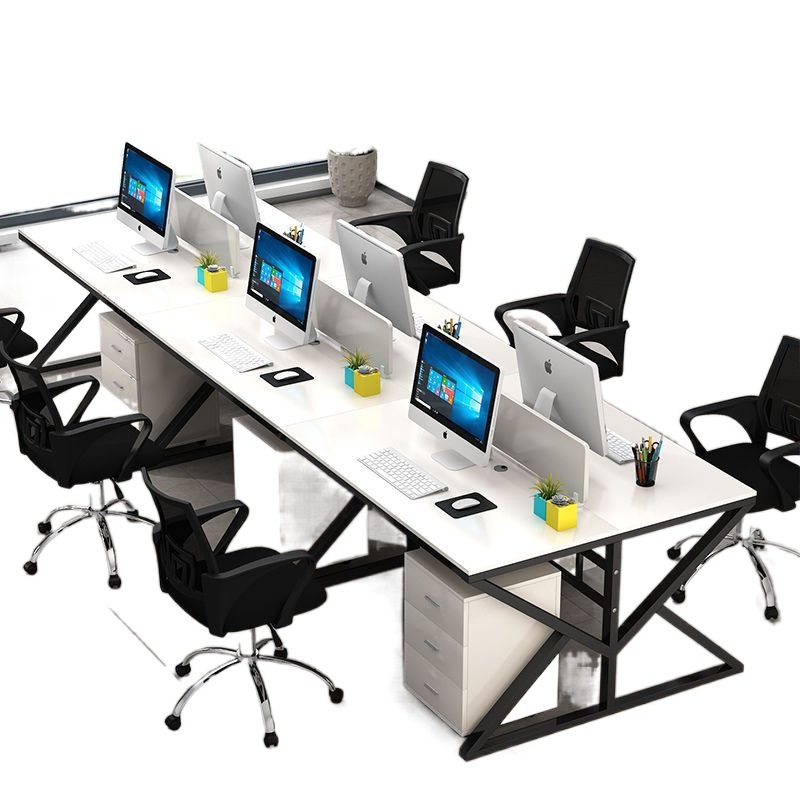Escritorio de personal, escritorio de computadora, escritorio de dos asientos, estación de personal, 2/4/unidad, combinación de escritorio y silla de oficina al por mayor
