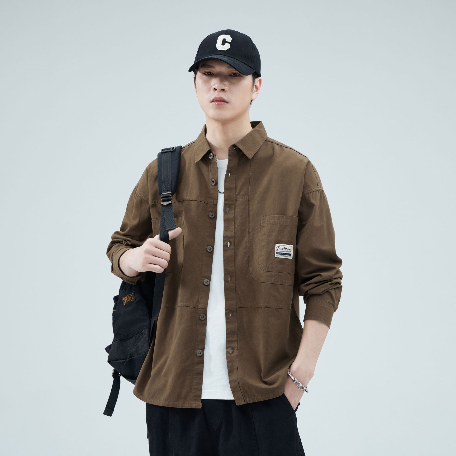 Camisas personalizadas exclusivas para hombres primavera y verano algodón de manga larga casual de hombre de alto nivel de algodón con solapa americana